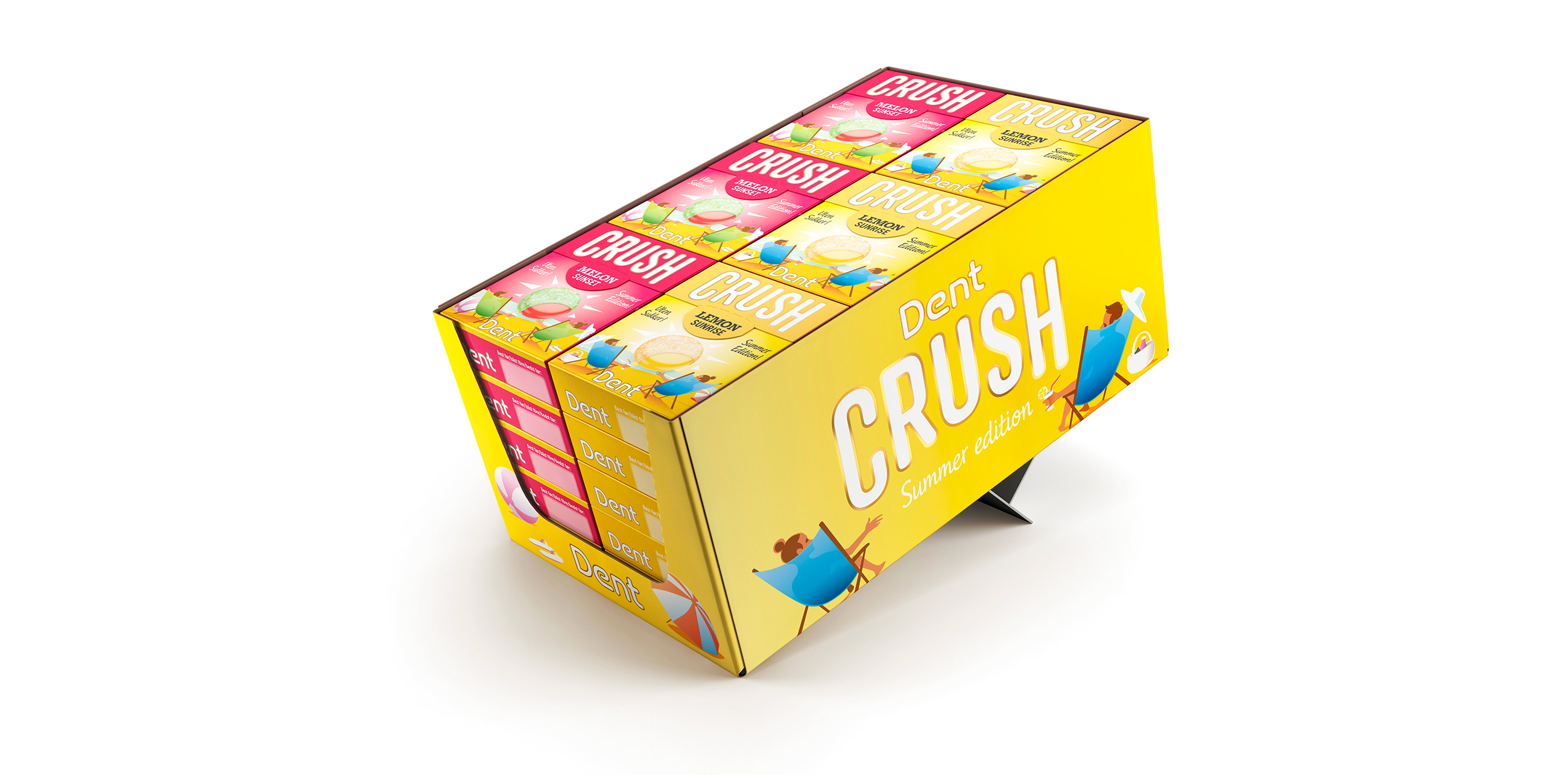 Dent Crush sitron og melon pastilleske emballasje lemon melon sweet mint box packaging design