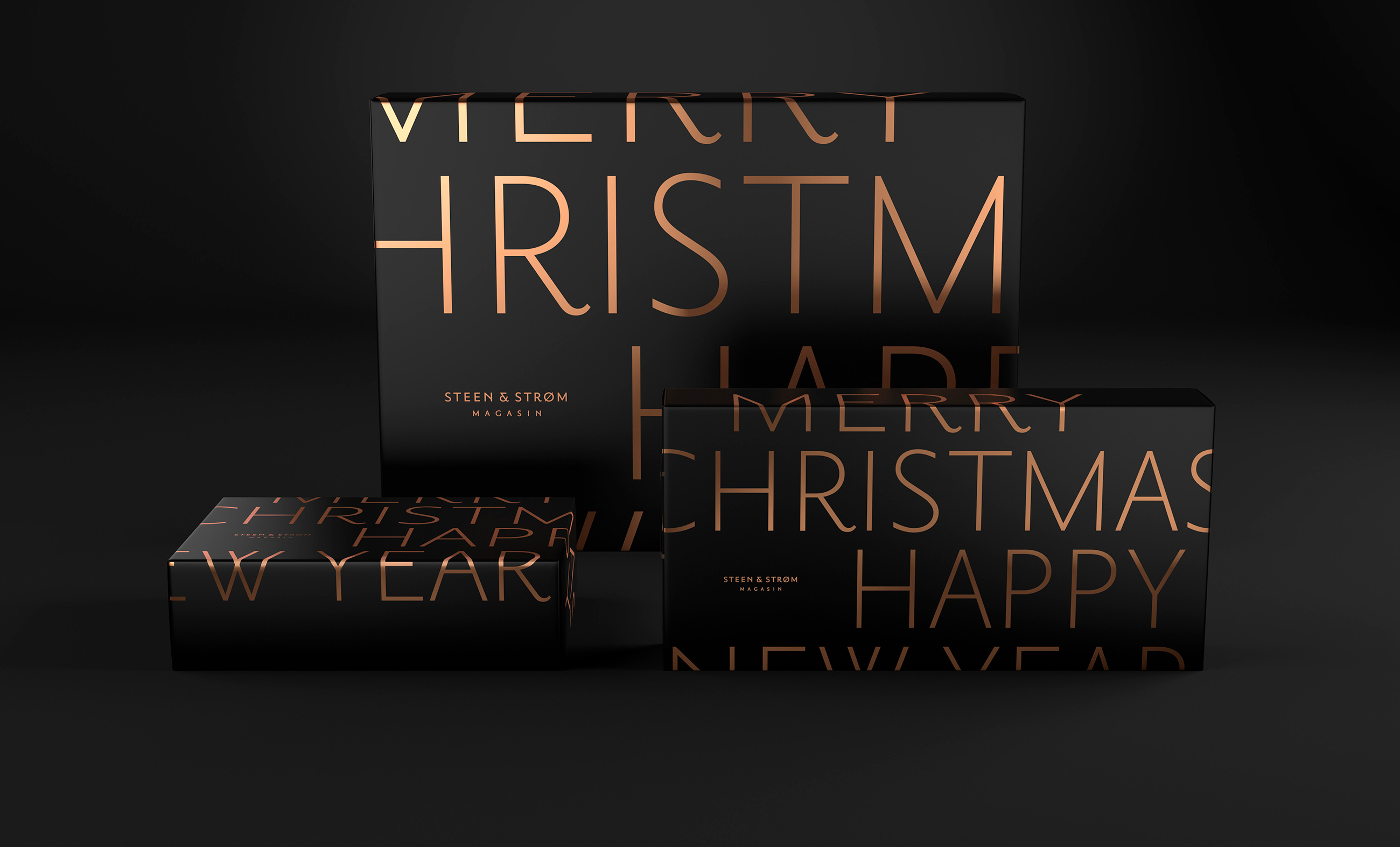 Steen&Strøm Magasin Christmas jul boxes innpakning. Visuell identitet visual identity.