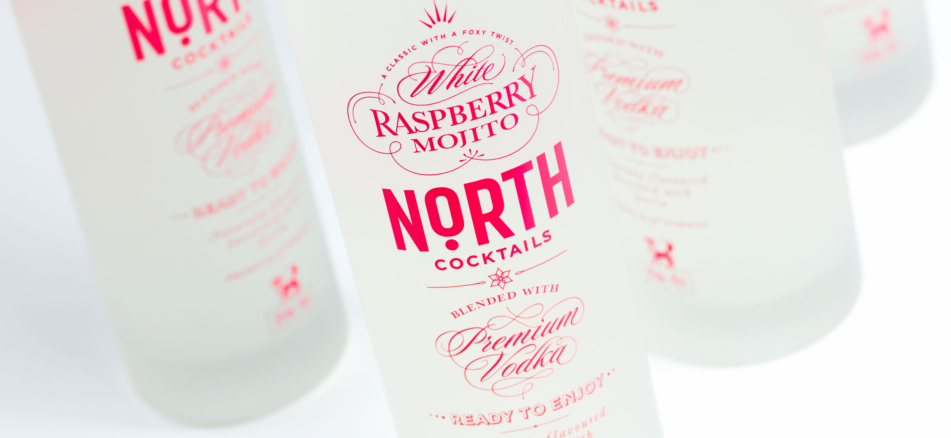 North cocktails premium vodka hvit bringebær mojito flaske bottle white raspberry