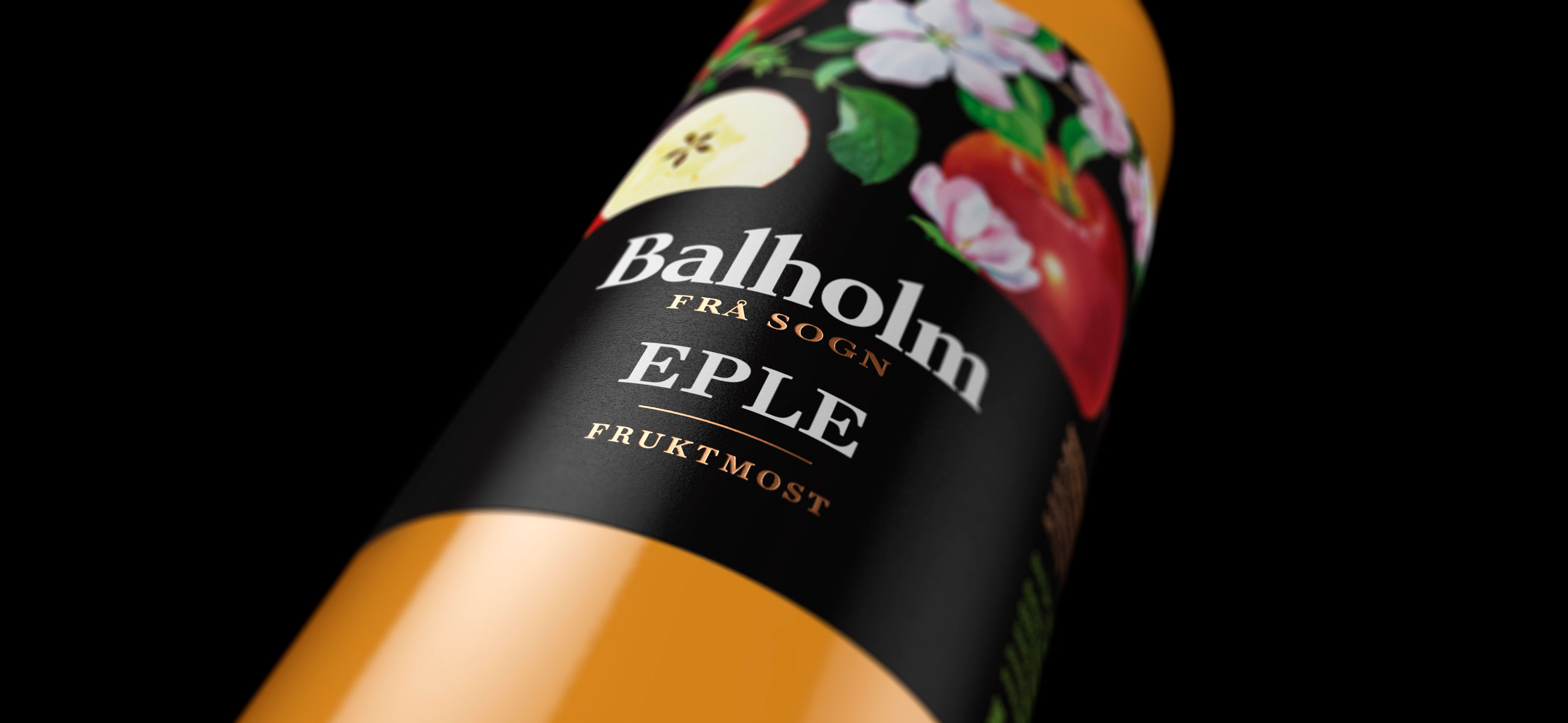 Balholm Fruktmost fresh juice eple apple. Emballasje packaging design.