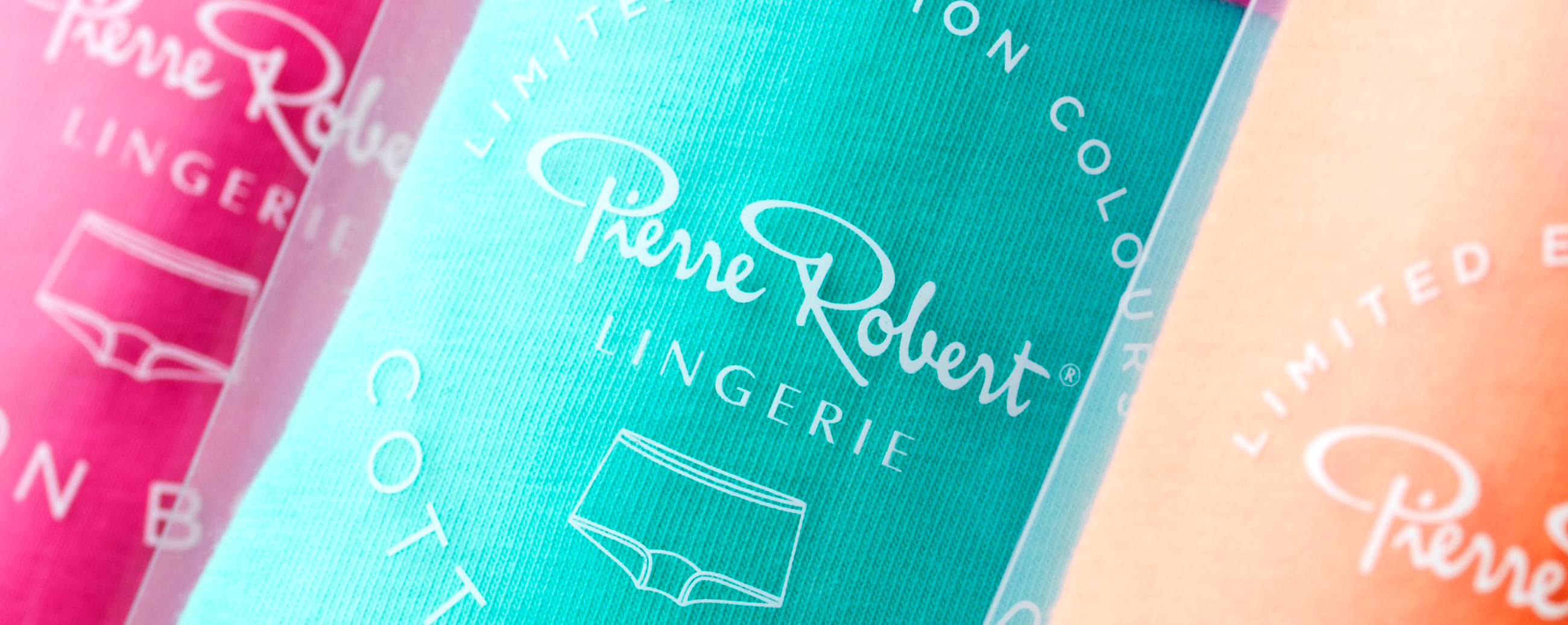 Pierre Robert lingerie undertøy, boxer, hipster. Emballasje packaging design.