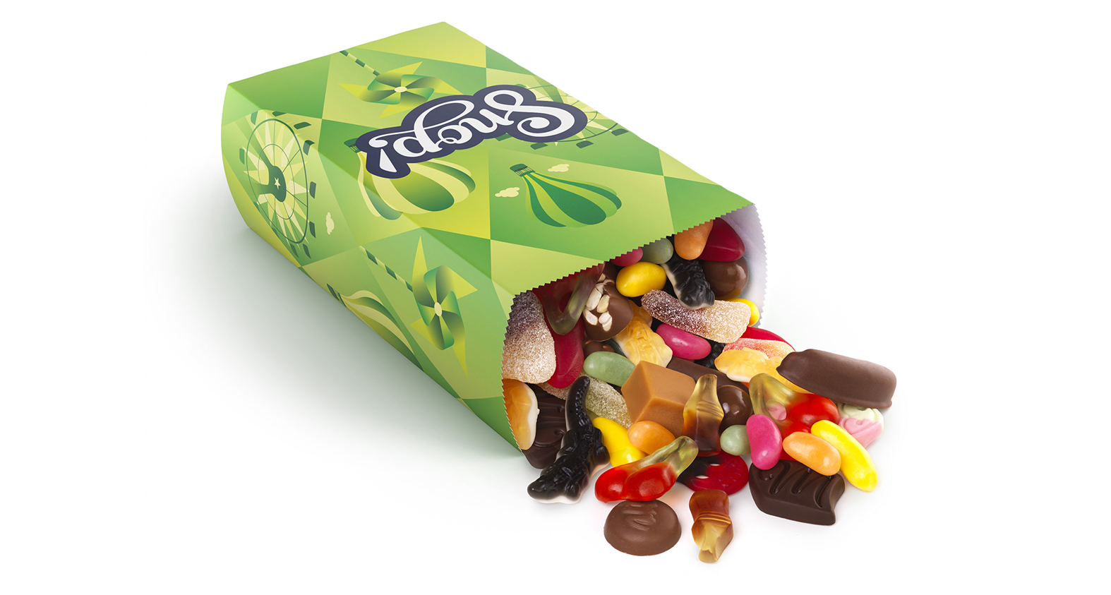 Unil Snop smågodt candy bag pose. Emballasje packaging design.