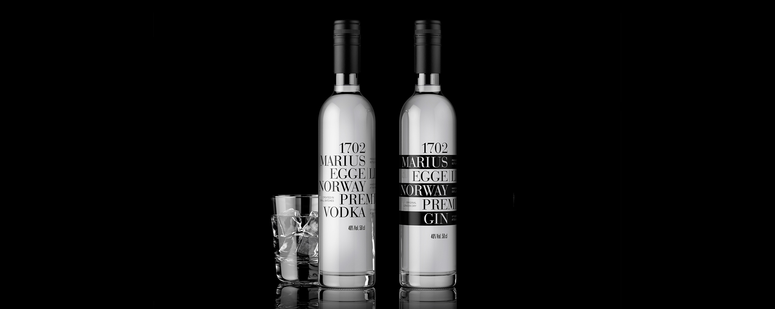 Marius Egge premium Vodka og Gin. Emballasje Packaging design.