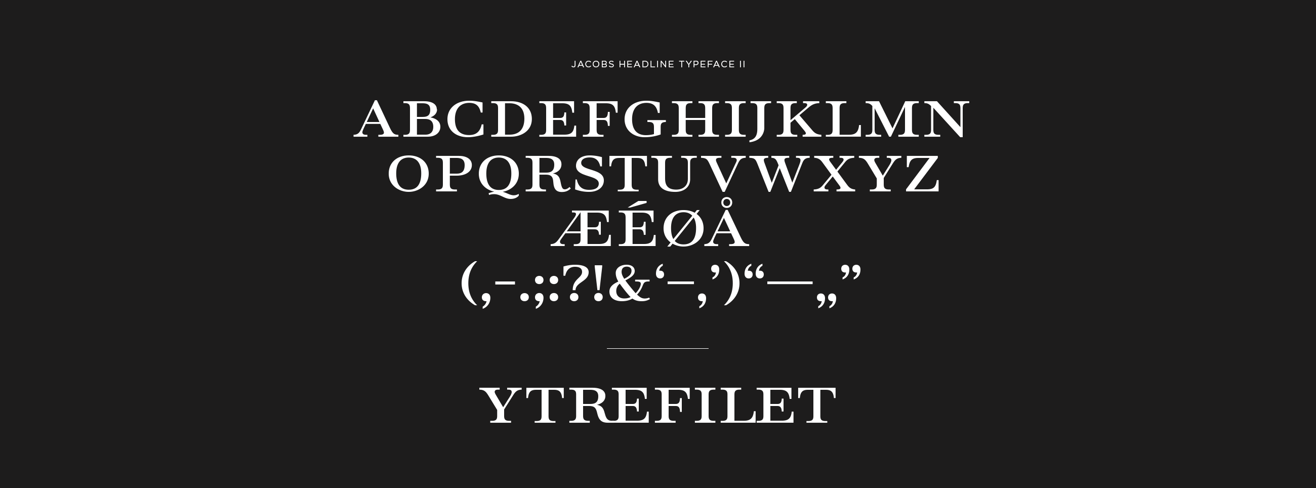 Jacobs Utvalgte typeface font. Visuell identitet visual identity.