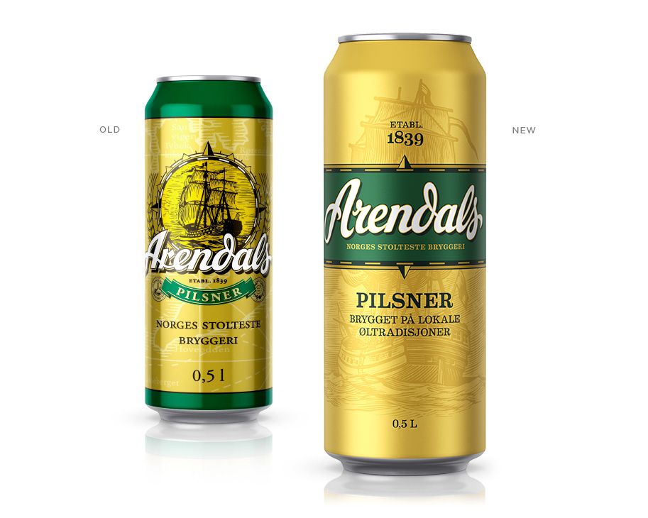 Arendals Ringnes øl pilsner beer packaging design emballasje