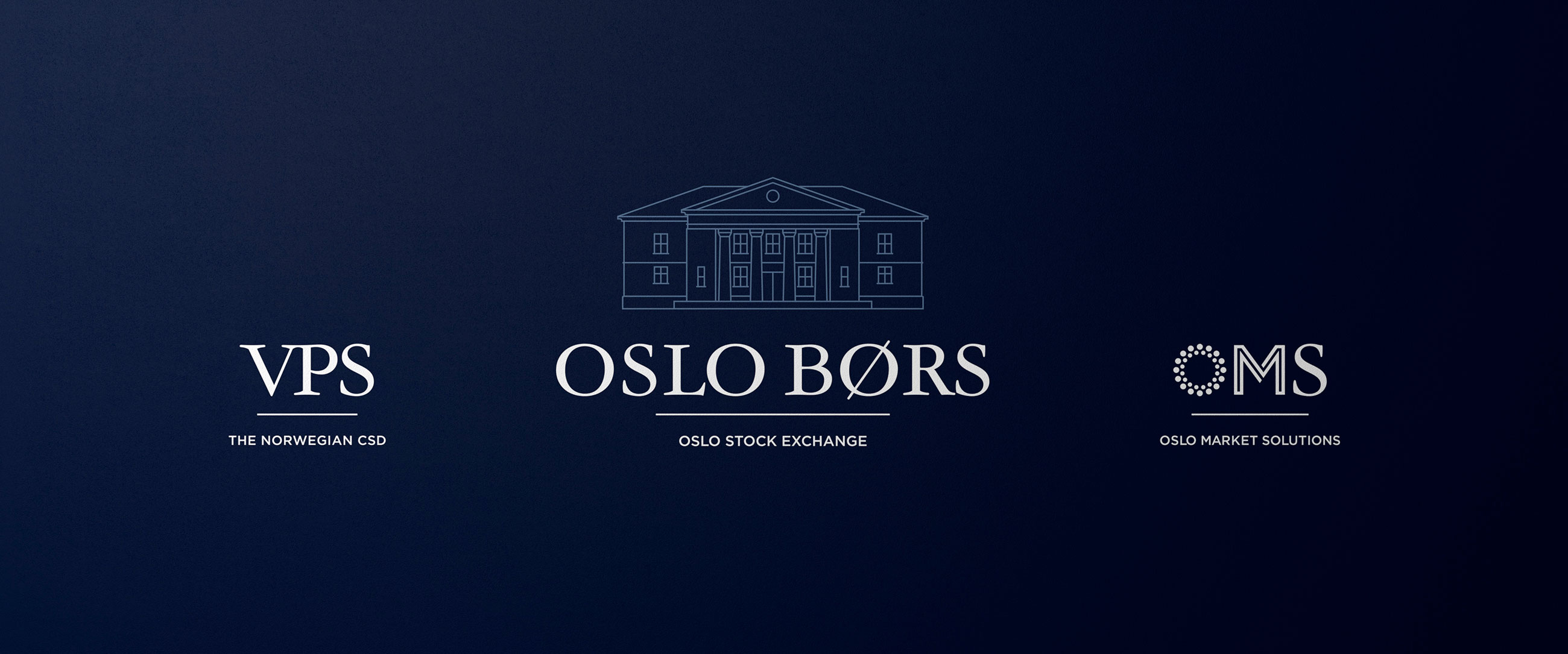 Oslo børs stock market OMS VPS logo. Visuell identitet visual identity.