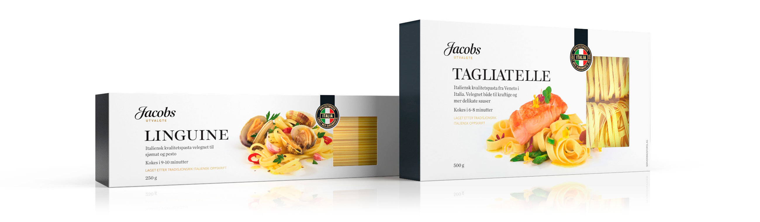 Jacobs Utvalgte Linguine og Tagliatelle. Emballasje packaging design.