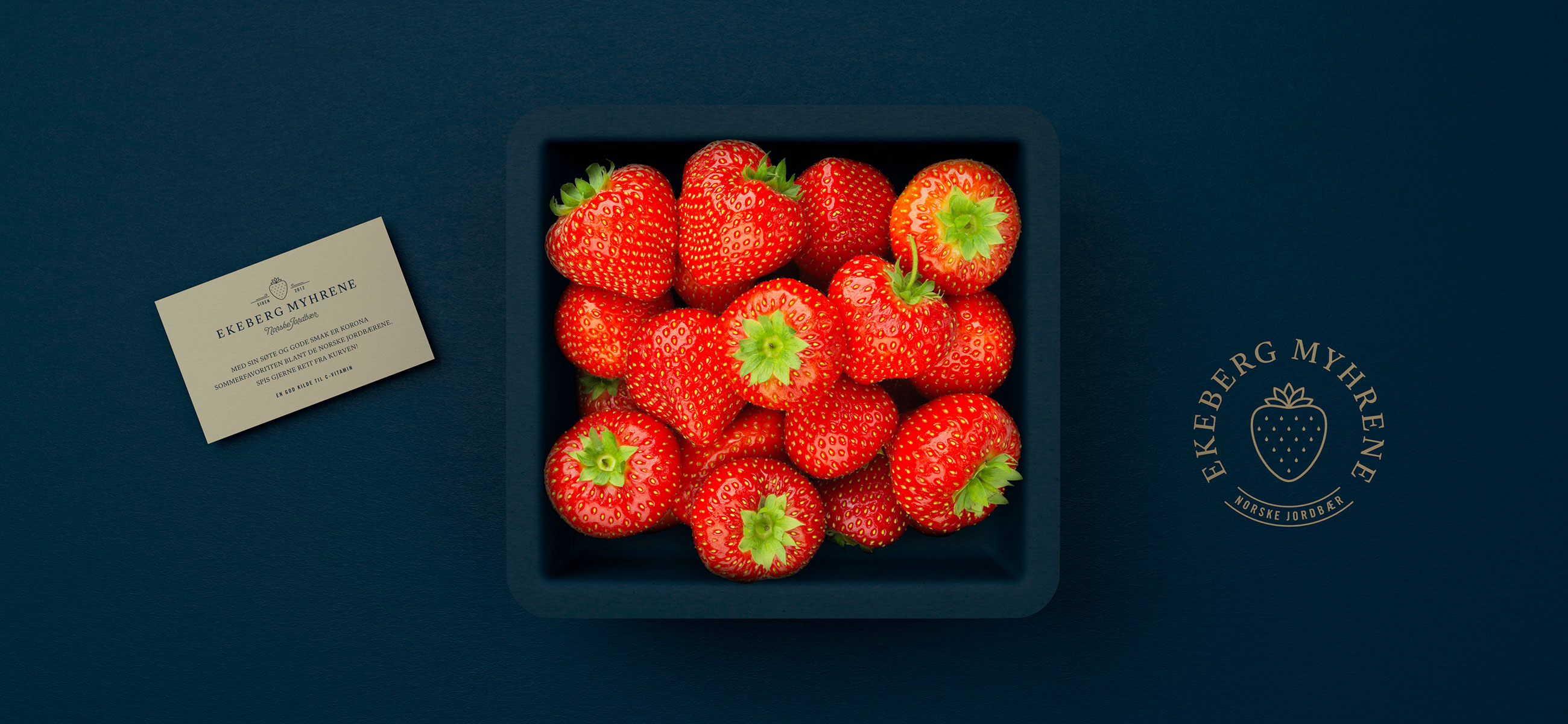 Ekeberg Myhrene norske jordbær norwegian strawberries. Emballasje packaging design.