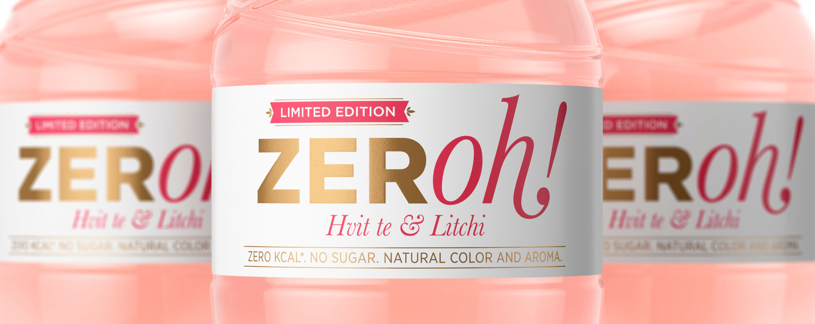 Lerum Zeroh saft cordial Hvit te & litchi, white tea, limited edition. Emballasje packaging design.