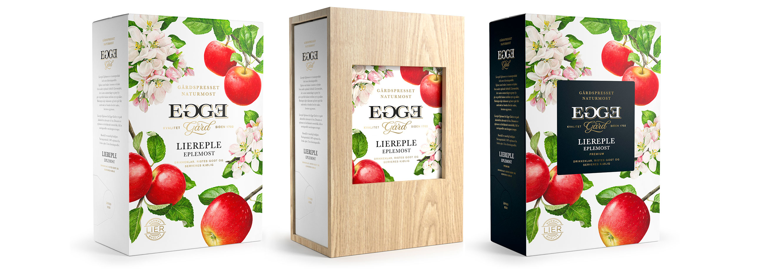 Egge Gård eplemost kartong box. Emballasje packaging design.