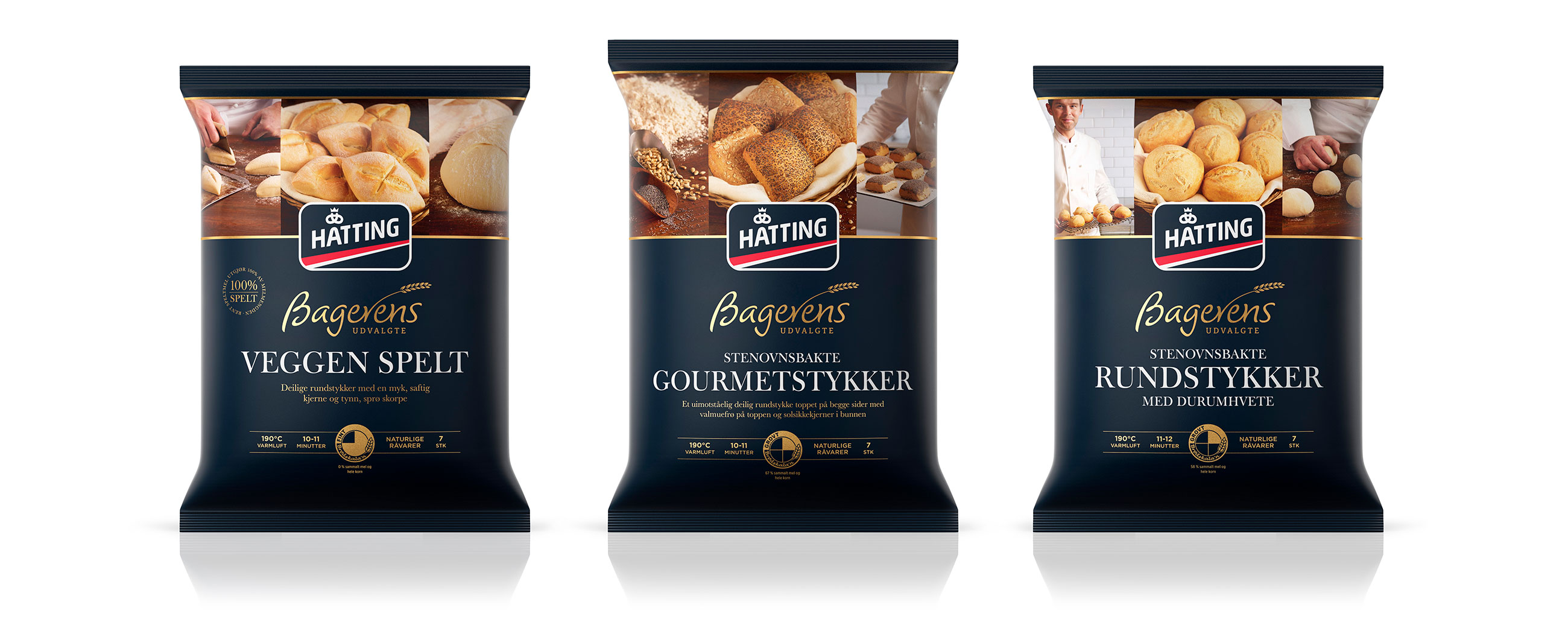 Hatting Bagerens udvalgte bakevarer baked goods. Emballasje packaging design.