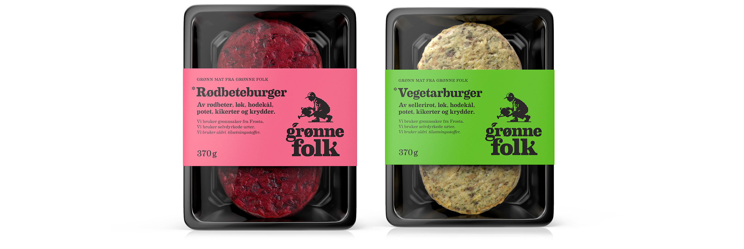 Grønne Folk Burger. Emballasje packaging design.