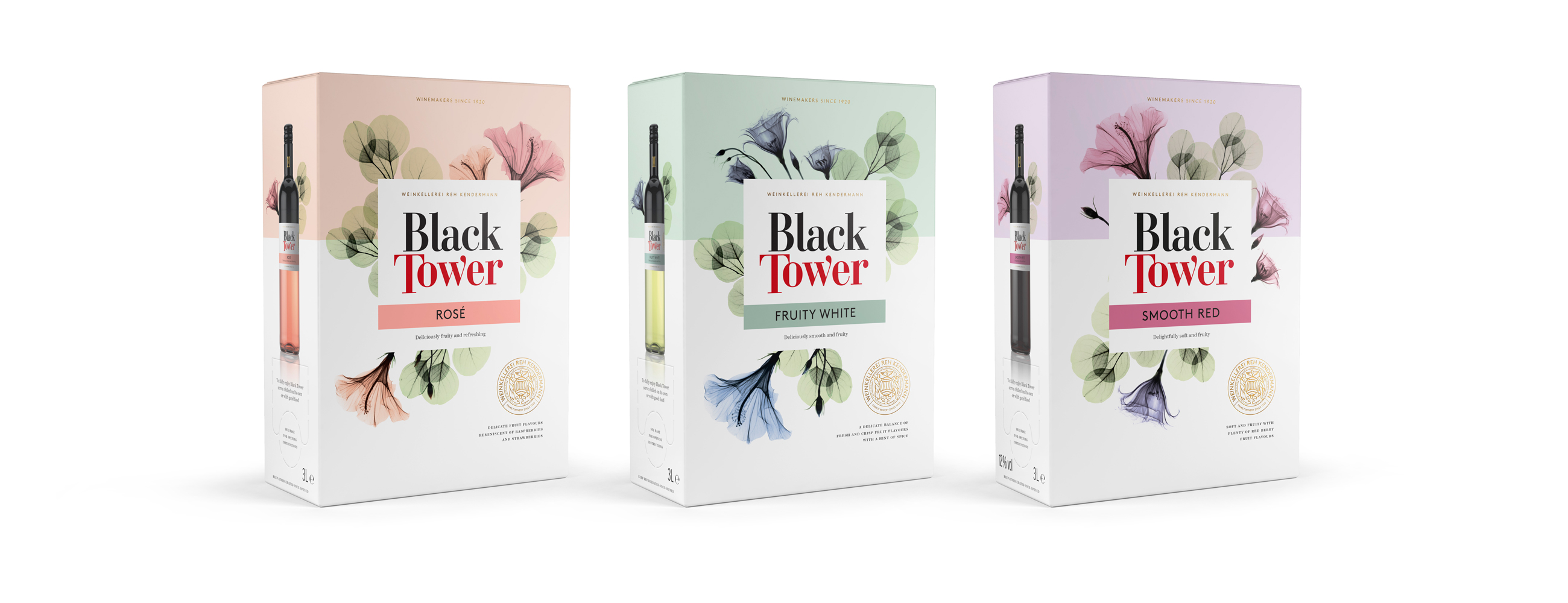 Black Tower bib bag in box rose fruity white and smooth red packaging design pakningsdesign
