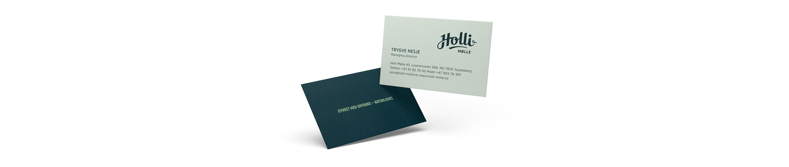 Holli Mølle visittkort business card. Visuell identitet visual identity.