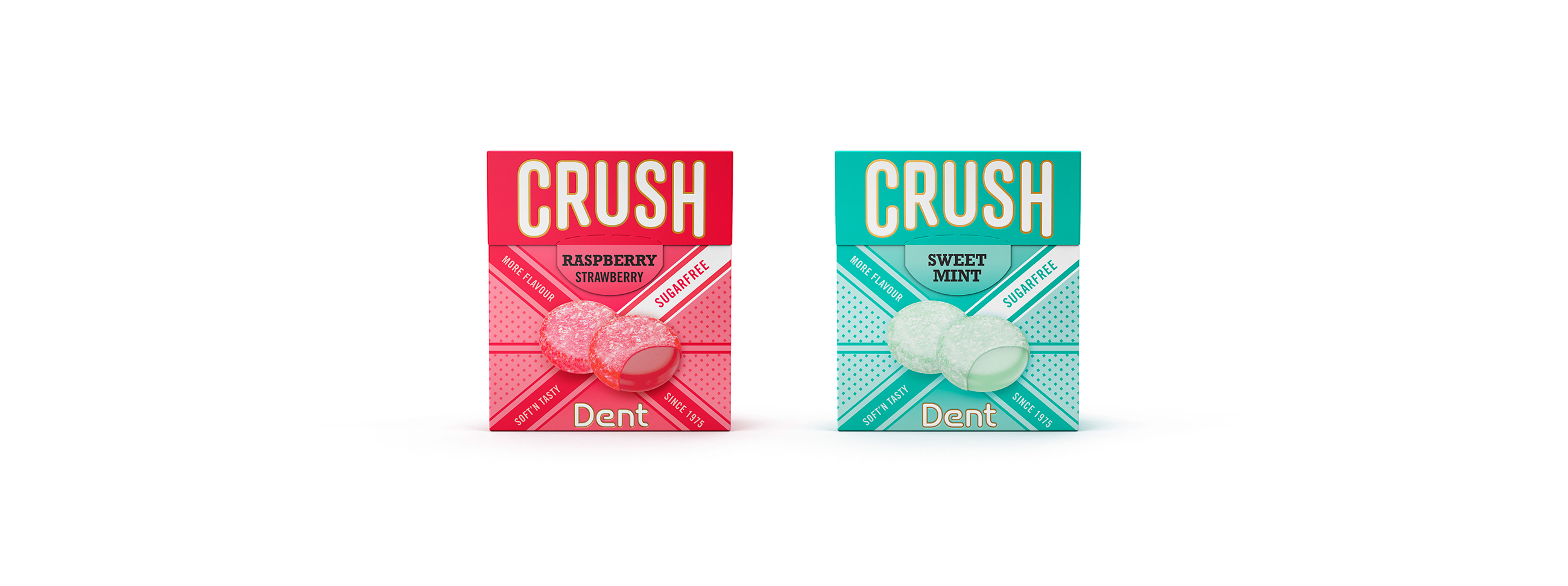 Dent Crush bringebær og mint pastilleske raspberry sweet mint box