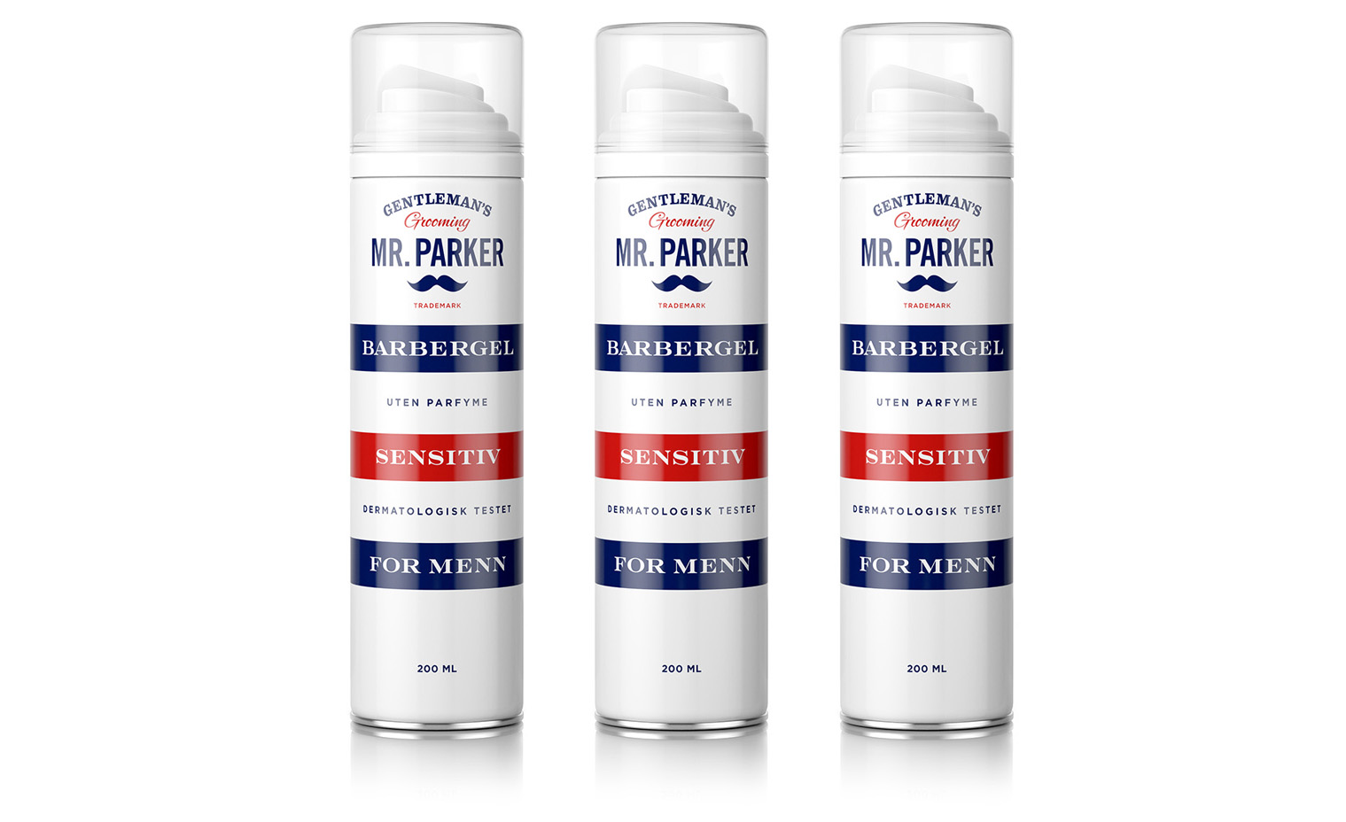 Mr. Parker Gentlemans grooming barbergel shaving gel. Emballasje packaging design.