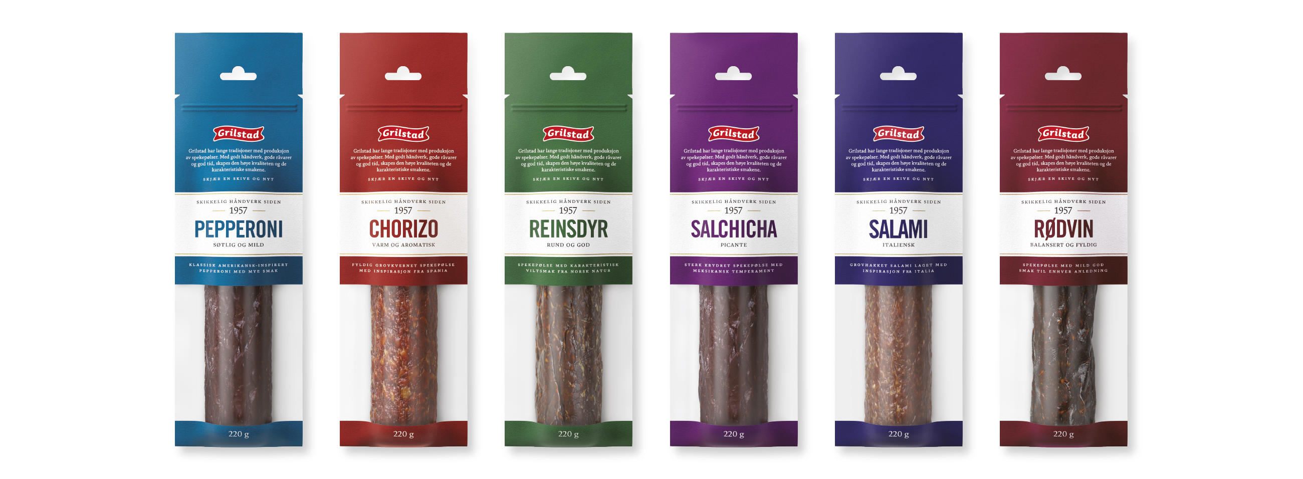 Grilstad Spekepølser emballasje cured sausages packaging design