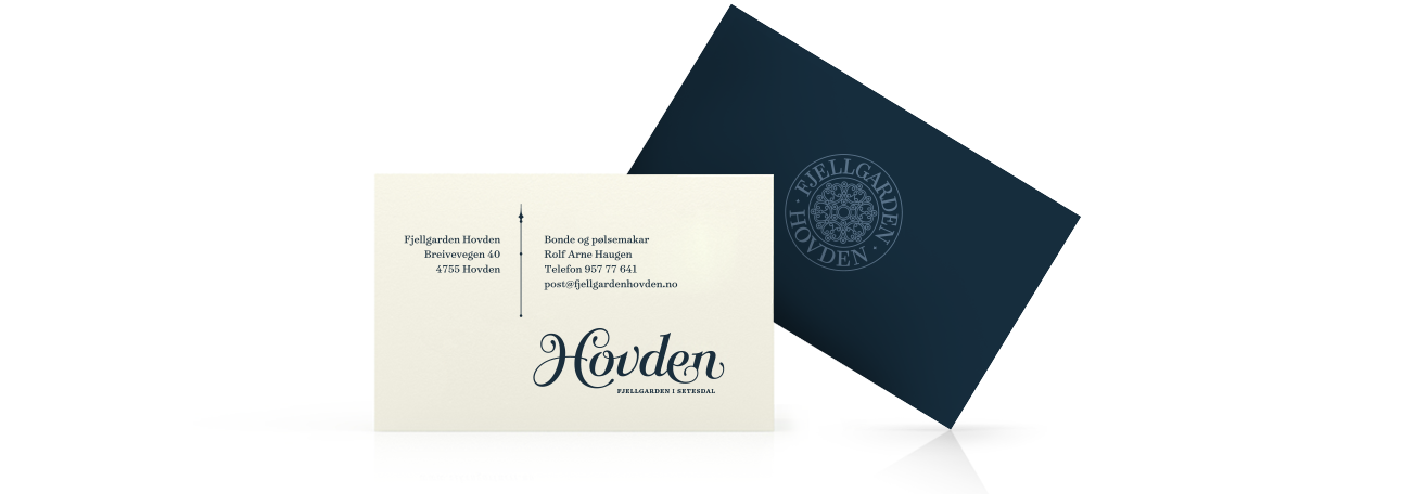 Fjellgarden Hovden visittkort business card. Visuell identitet Visual identity.