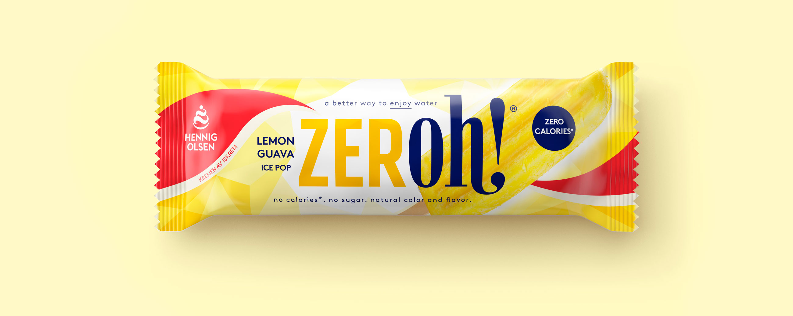 Henning Olsen is zeroh, lemon guava, ice pop. Emballasje packaging design.